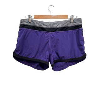 Lululemon Athletic Shorts Purple Black Back Zip Yoga Shorts Size 10